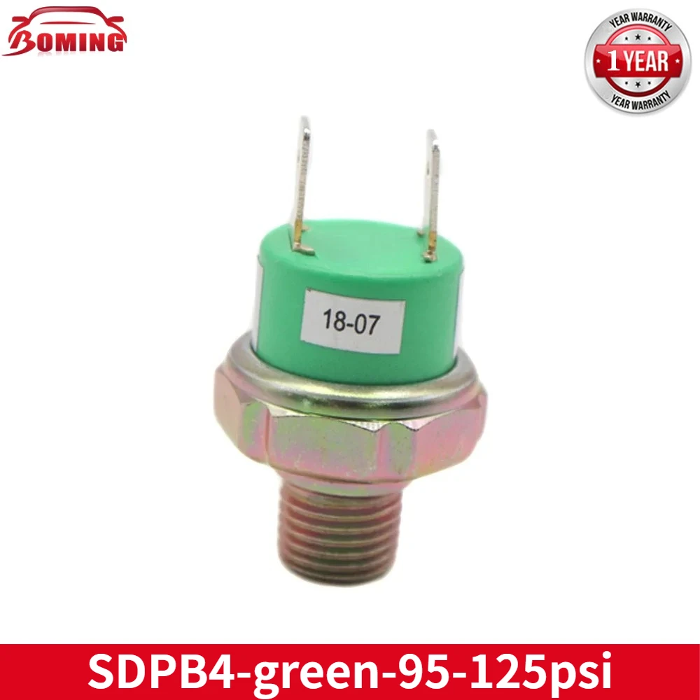 

Зеленый клапан-реле давления для воздушного компрессора SDPB4, 95-125 фунтов на кв. дюйм, выключение при 125 фунтах на кв. дюйм, включение при 95 фунтах на кв. дюйм