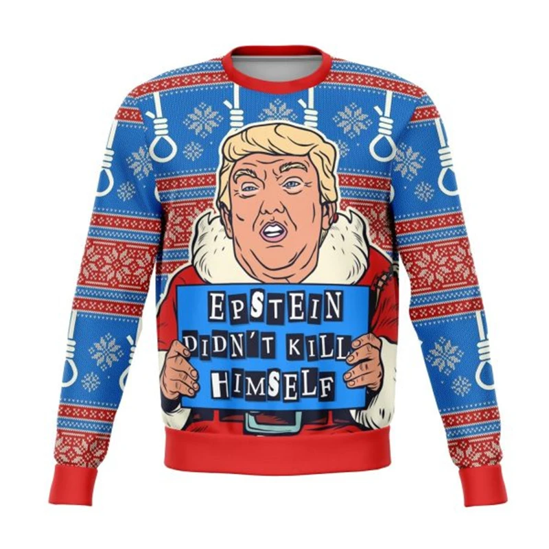 Funny Trump Graphic Ugly Christmas Sweater Trend Holiday Xmas Gift 3D Printed Men Women Sweatshirt Loose Crew Neck Pullovers