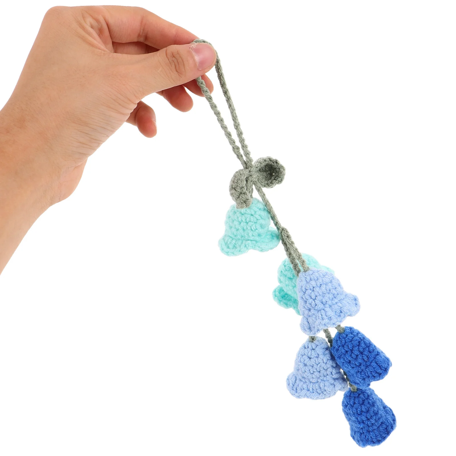

2Pcs Car Mirror Hanging Crochet Flower Blue Rearview Mirror Accessories Automotive Interior Flower Hanging Ornament