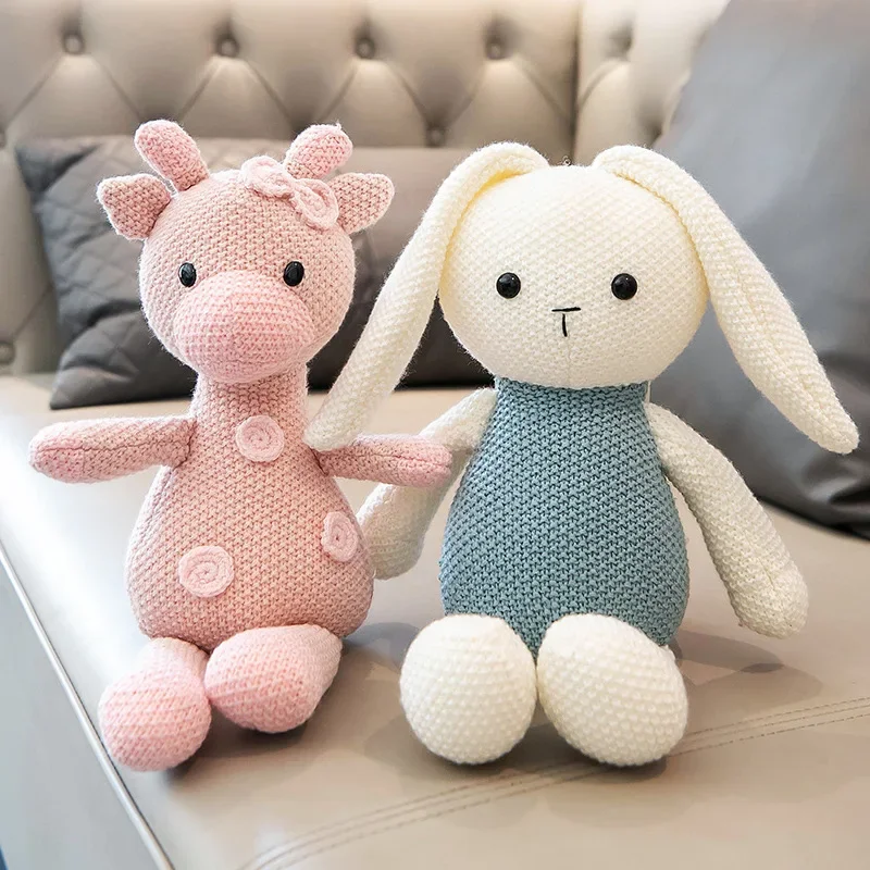 

Crochet Animals Plush Stuffed Bunny Monkey Dolls Cotton Knitted Plushies Rabbit Cuddle Toys Kids Early Educational Peluche Toy