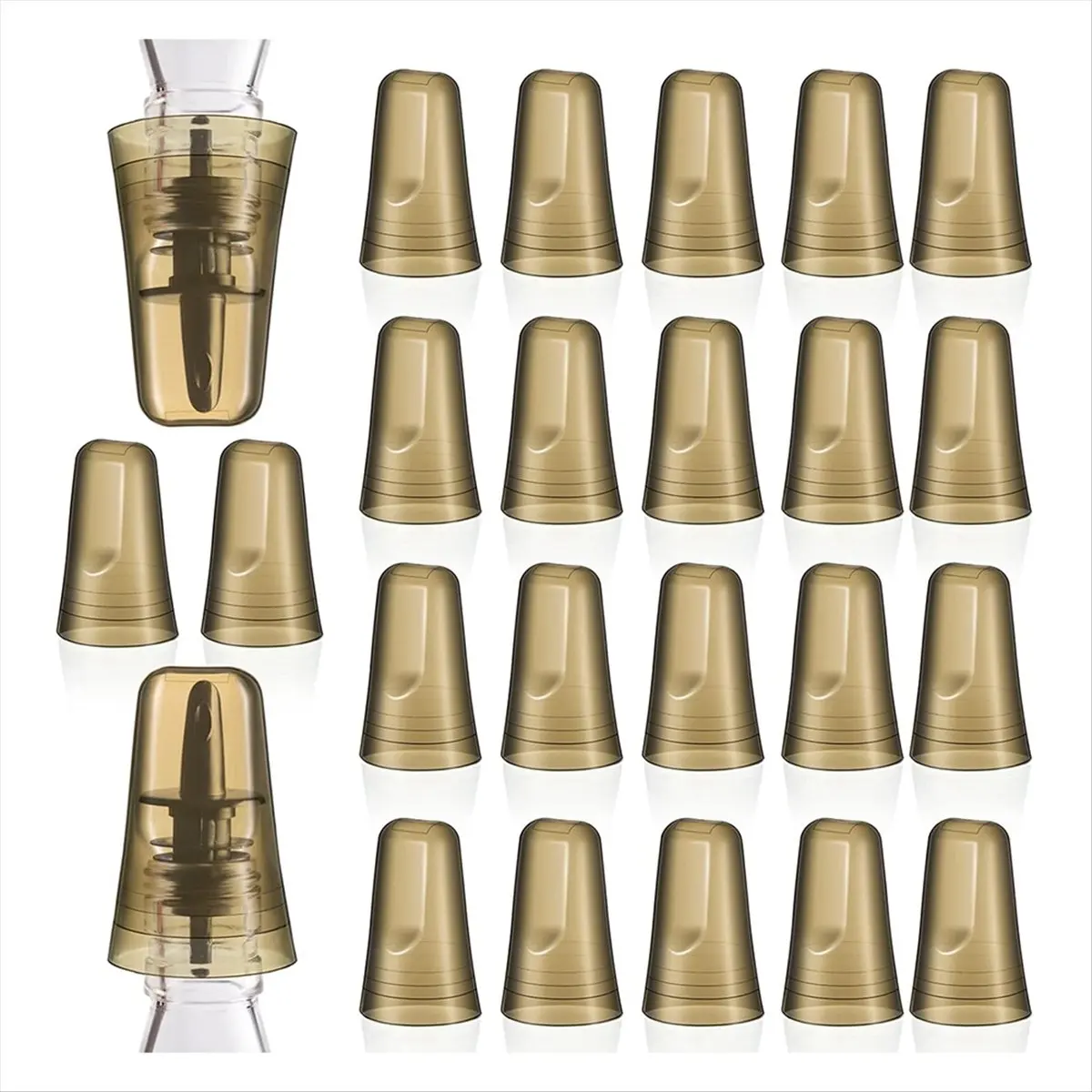 COFA 24 Pieces Liquor Bottle Toppers for Liquor Pour Bottle Covers Universal Pour Dispenser Bar Dust Rubber Spout Covers