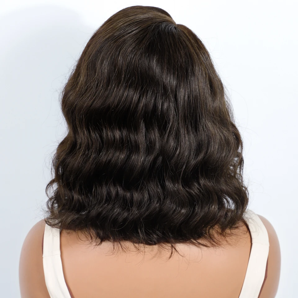 Eleganckie, krótkie peruki bob z włosów naturalnych dla kobiet, blond peruki typu lace front, brązowe peruki typu bodywave z koronką, peruka w kolorze 99J czerwonej.