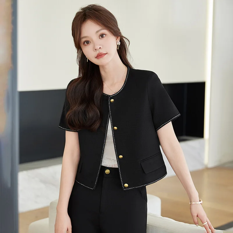 

Short Sleeve Jacket Women2024Spring and Summer New Short Suit Suit Temperament Goddess Style Petite Top