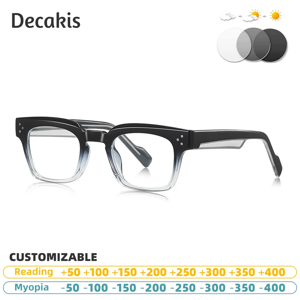 

Photochromic Graduated Glasses Man Women Square Anti Blue Light Reading Glasses in Trend Koren Style Unisex Prescription Custom