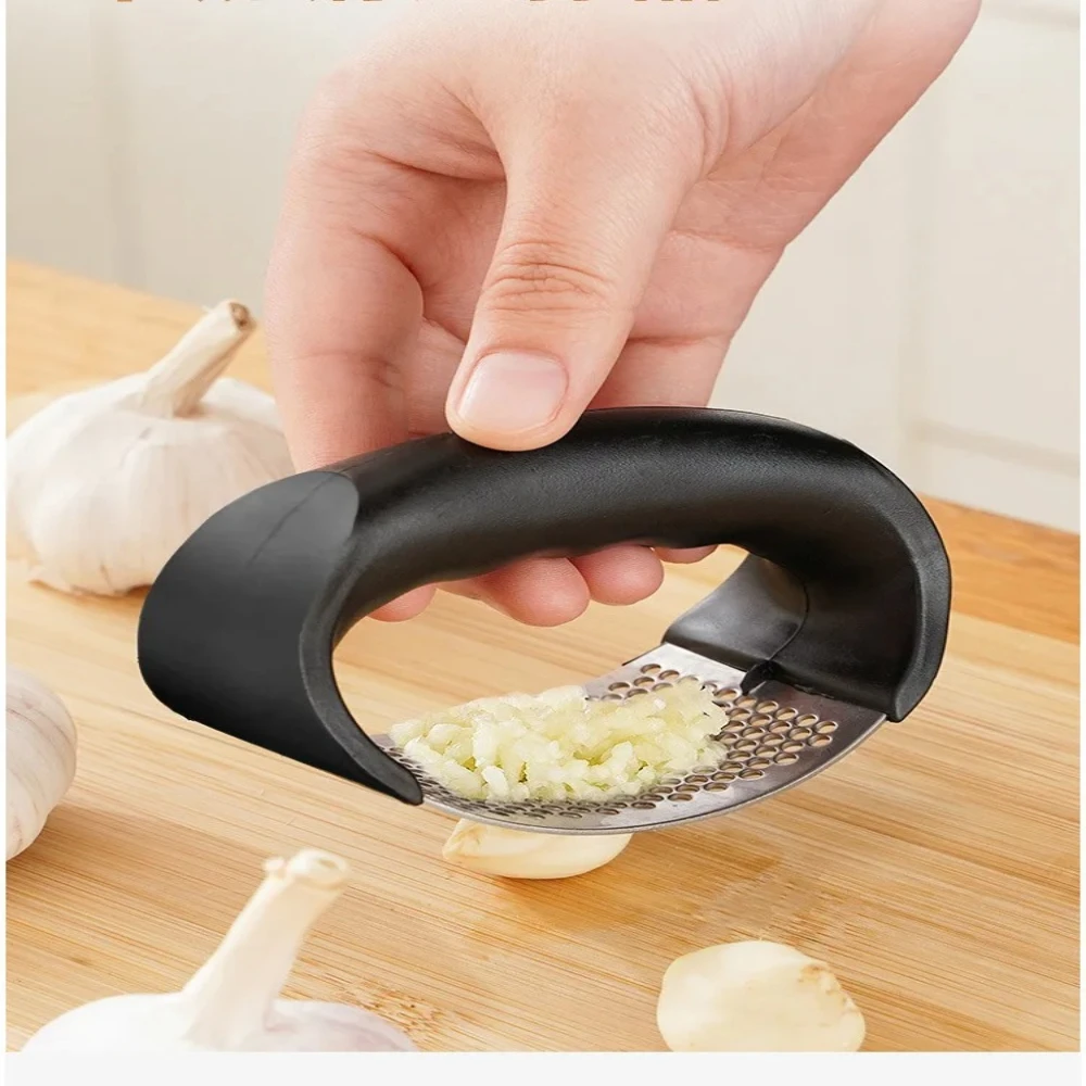 Stainless Steel Manual Garlic Crusher Ring Squeezer Household Ginger Mincer Vegetable Chopper Portable Kitchen Gadget Accessorie