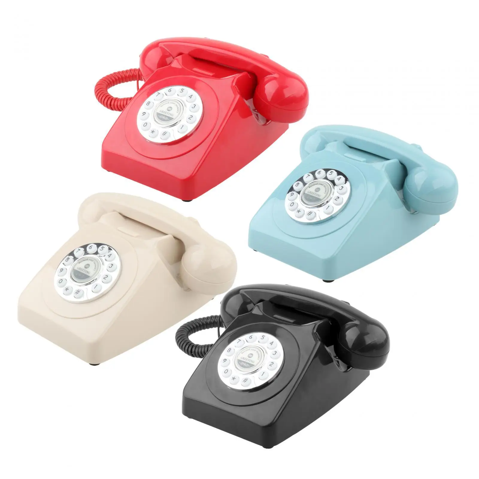 Guestbook for Wedding, Vintage Style Corded Phone, Retro Style Landline Phone, Desk Telephone for Office Red Blue White