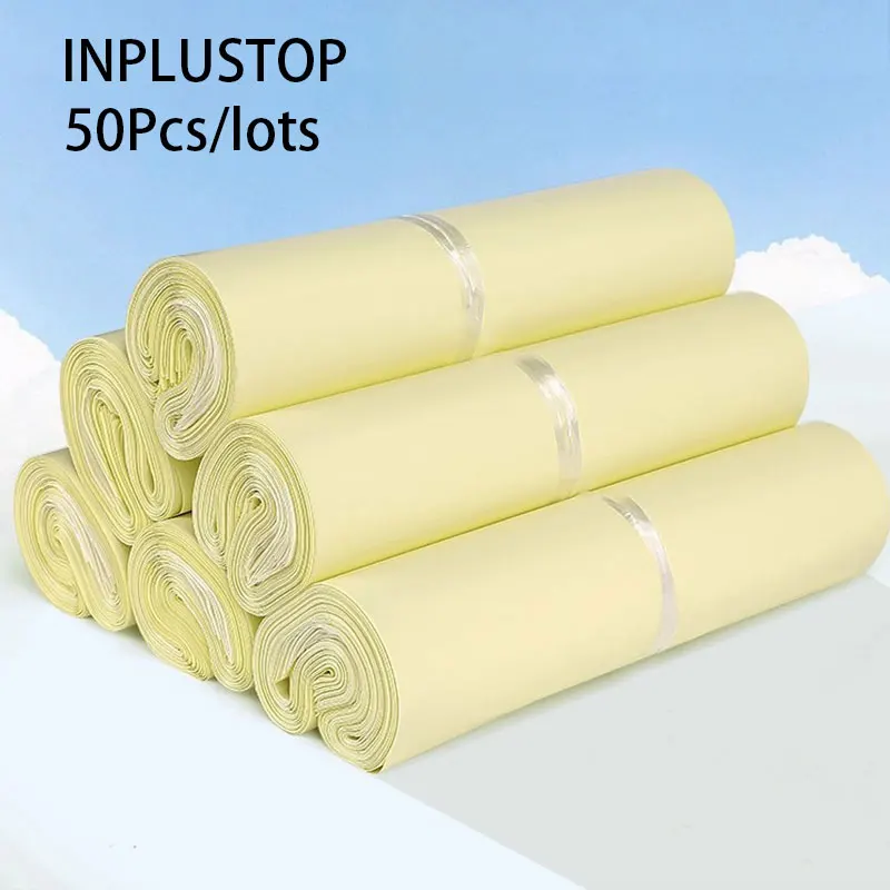 

INPLUSTOP Poly Clothing Thicken Storage Bags 50Pcs/lots Light Yellow Shoes Boxes Pakaging Pouch Envelopes Mailing Delivery Bag