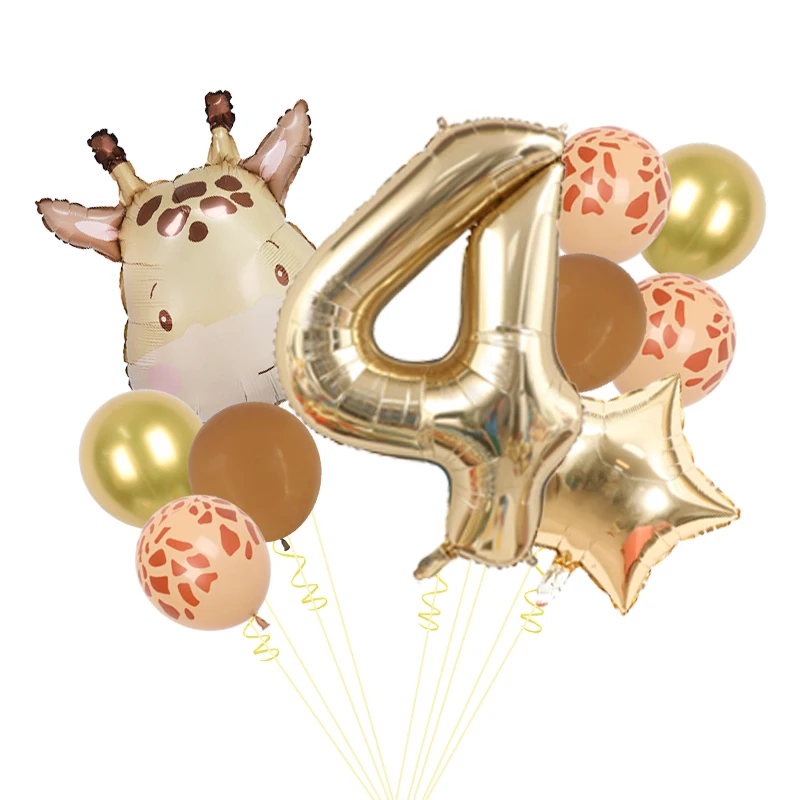 10 Stück Niedliche Giraffenkopf-Luftballons 40 Zoll Platin Nummer 1-9 Geburtstagsballon-Set Cartoon-Tier Themenparty Dekoration – Detail 4