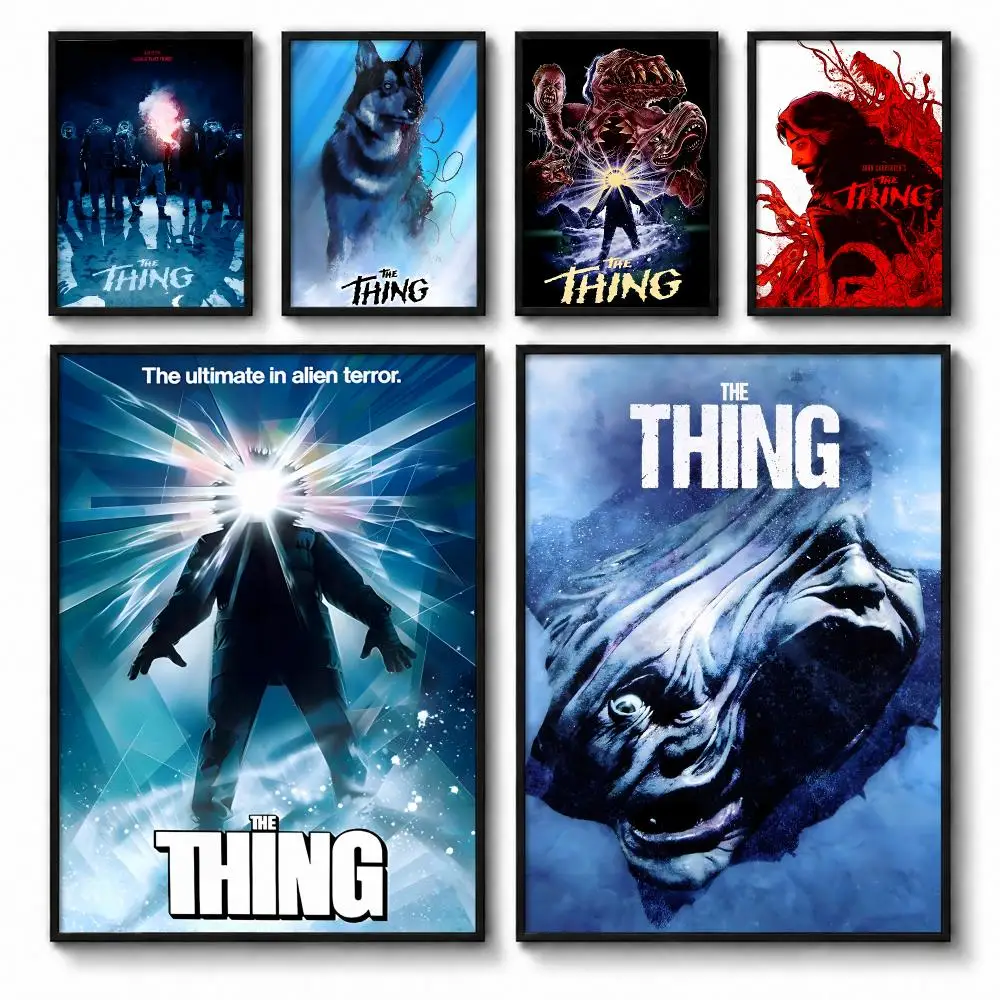 1982 Classic The Thing Horror Movie Canvas Poster Self-adhesive Art Waterproof Paper Sticker Coffee House Bar Room Wall Decor