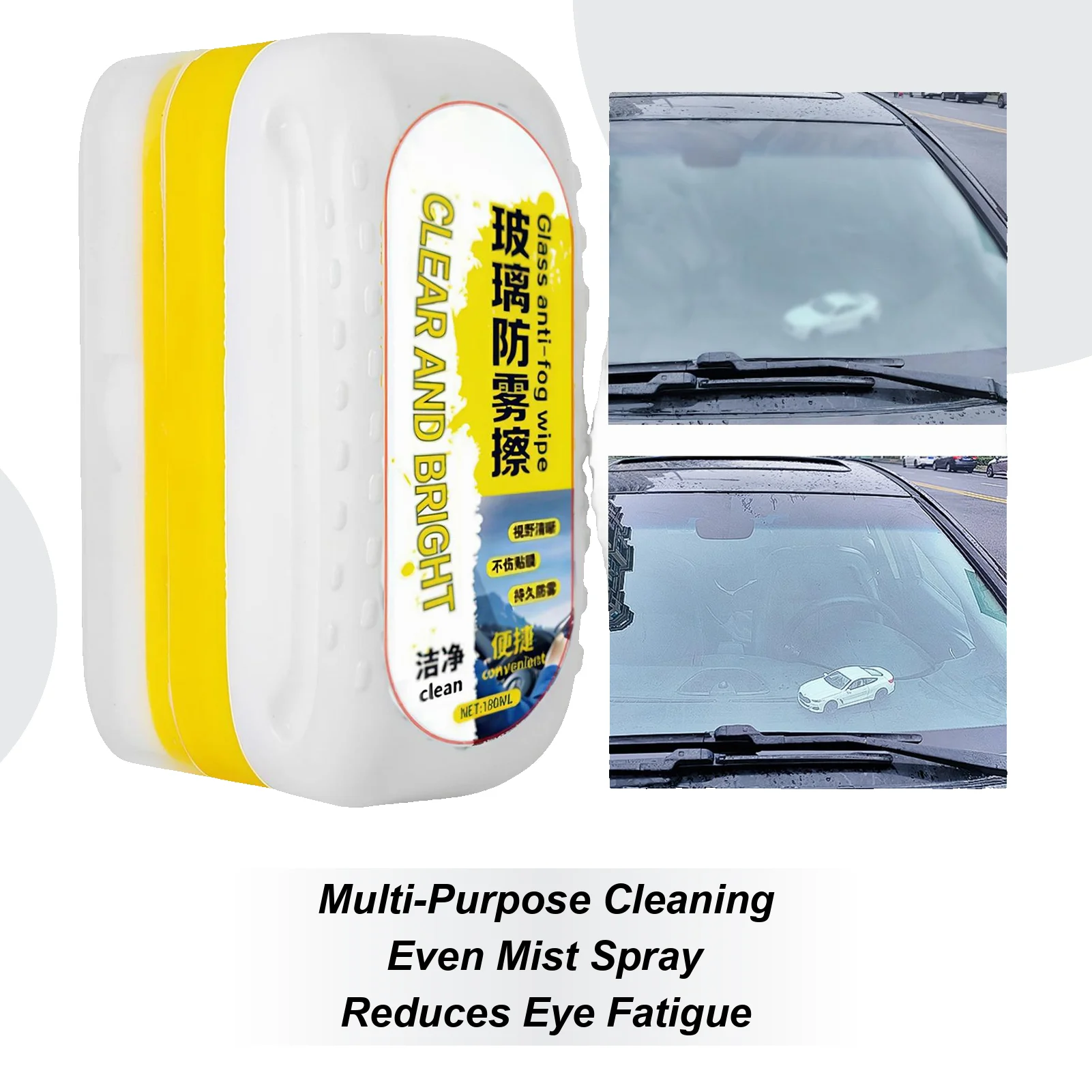 Automotive Car Oil Film Cleaning Brush Car Window Oil Film Cleaning Brush 180ml Anti-Fog Cleaning Brush Car Oil Film Cleaner