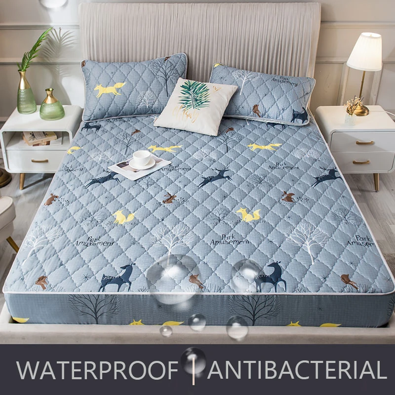 Waterproof Quilted Mattress Protector Cover Elastic Fitted Sheet 135x190,Antibacteria Skin-friendly,No Pillowcase