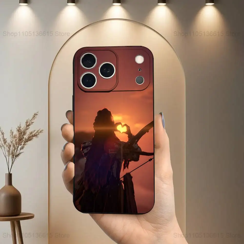 حافظة ألعاب H-Horizon Z-Zero D-DAWN لهاتف iPhone 17,16,15,14,13,12,11 Air,Plus,Pro Max,XS,X,XR,SE,Mini,8,7,غطاء أسود من السيليكون الناعم