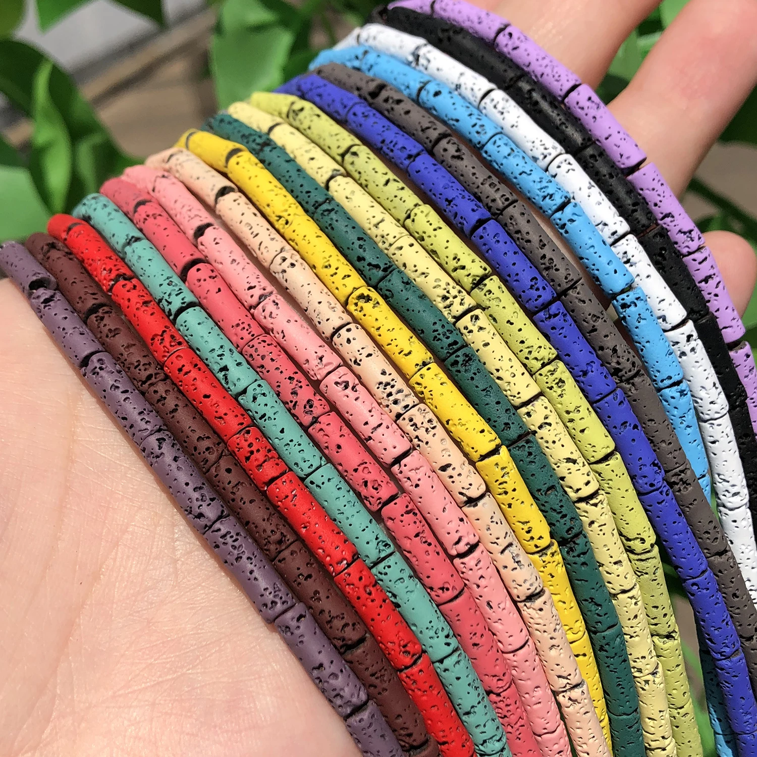 Natural Colorful Lava Stone Beads Column Tube Shape Volcanic Rock Loose Beads for DIY Jewelry  Making Earrings Bracelet  4x13mm