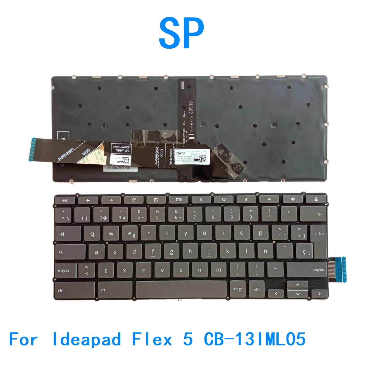 Keyboard Backlit Bahasa Spanyol Baru untuk Keyboard Pengganti PC Notebook Lenovo Ideapad Flex 5 CB-13IML05