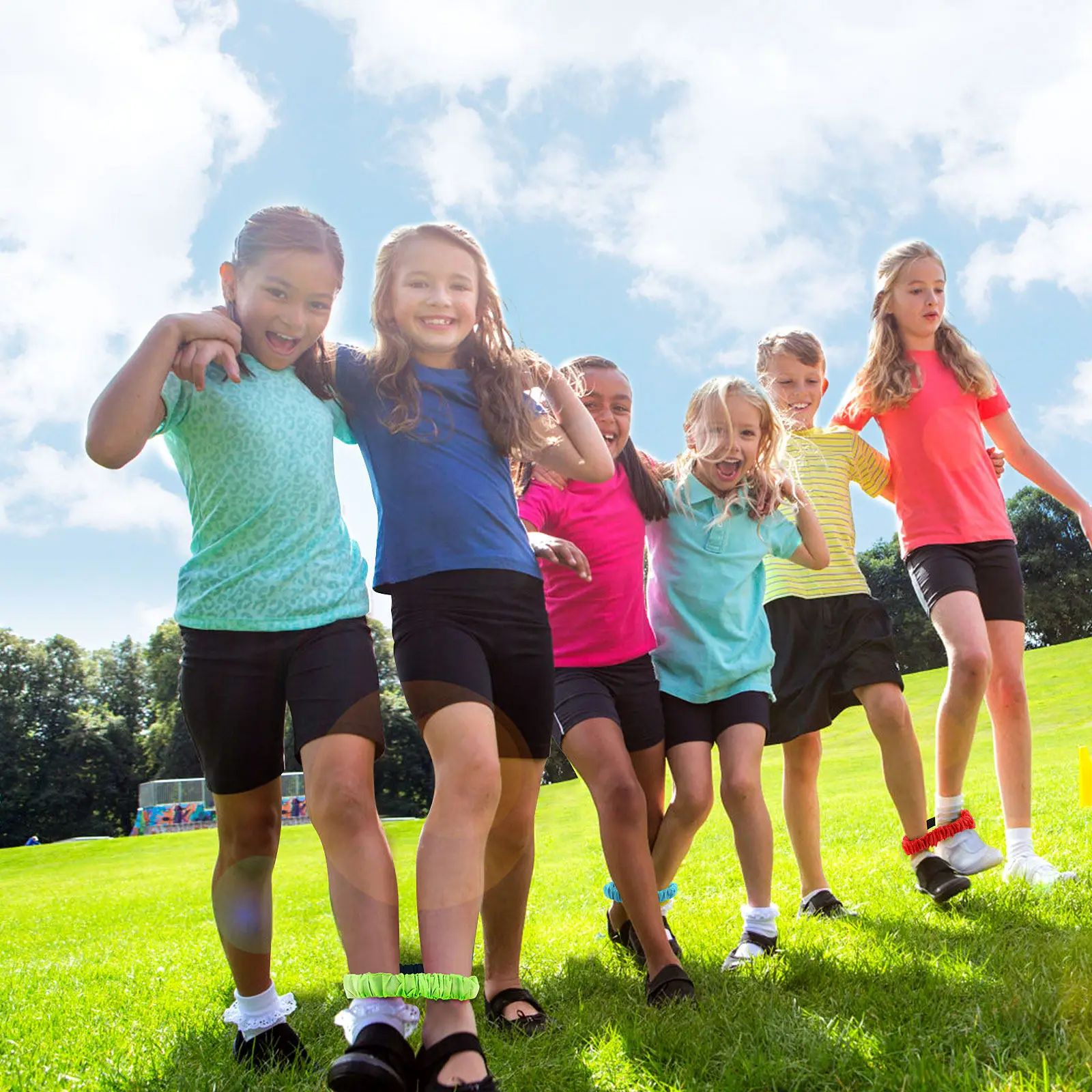 

Набор из 12 эластичных лент для бега на двух ногах, яркие цвета, износостойкие, для эстафет, семейных спортивных мероприятий и вечеринок