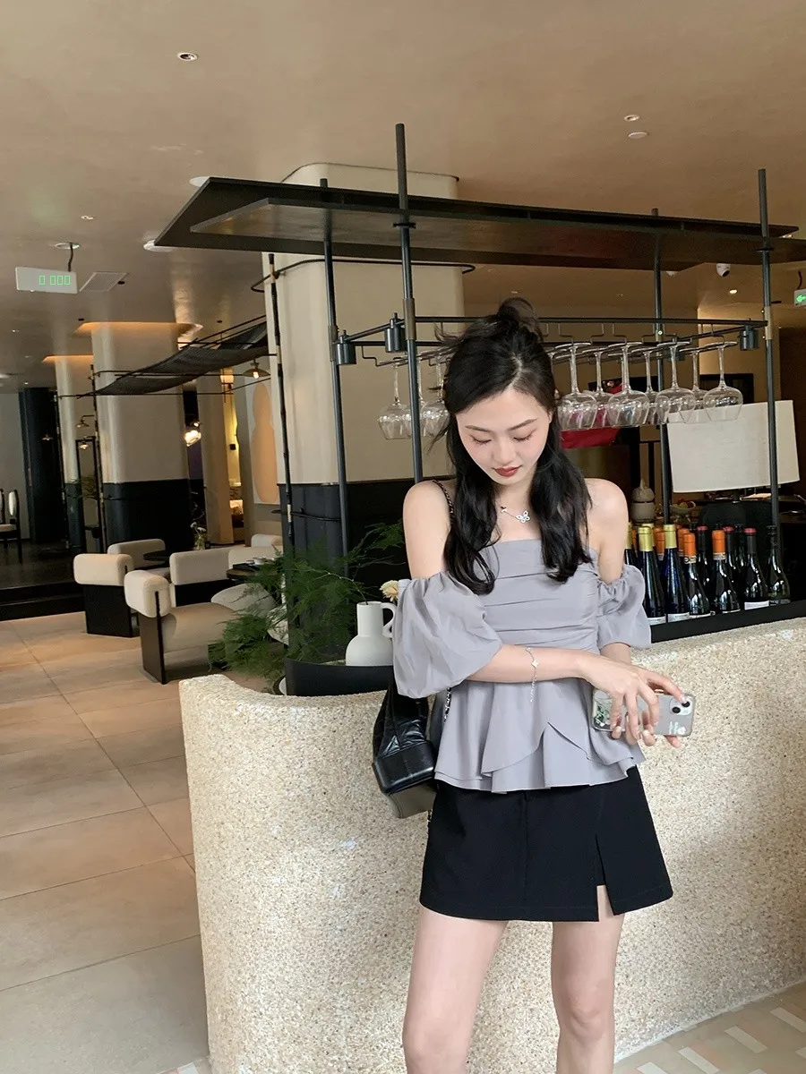 

Tina Bla Asymmetrical Split Pants Skirt Summer 2023 Faion Ladies High Waist Skirt Ele Busin Casual