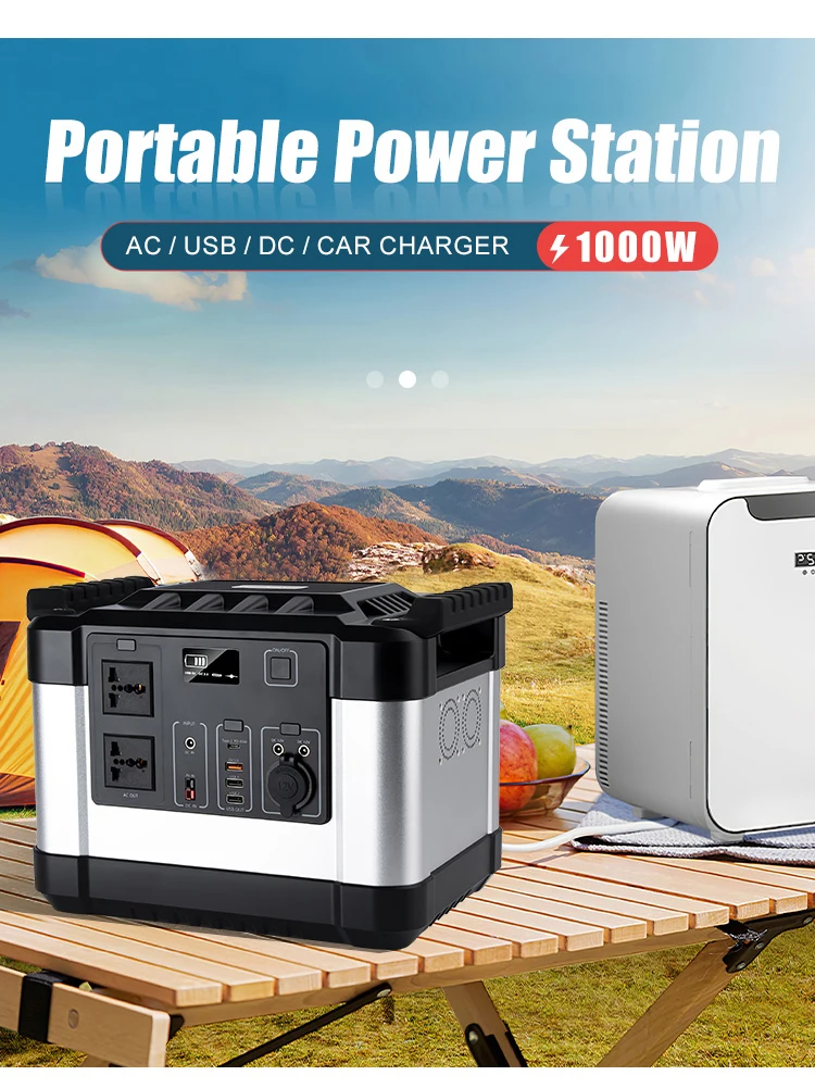 

New 1000W Mobile Phone Laptop Charging Portable Power Station Outdoor Camping Solar Generator Lithium Ion External