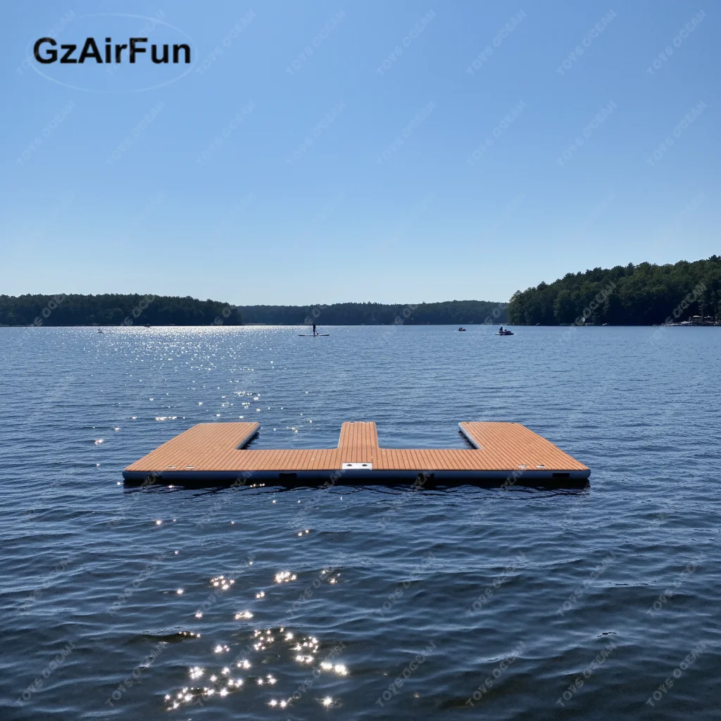 Inflatable Swim Island Floating Raft Foil Water Jet Ski Dock Floats Platform Ladder Water Inflatable Water Amusement Facilities