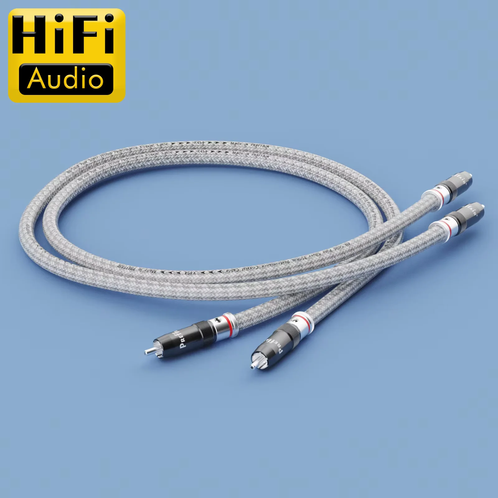 Premium 99.998% Pure Silver RCA SignalCable Silver Plated RCA Male Connectors Audiophile HiFi Solid PSS Pure Silver Interconnect