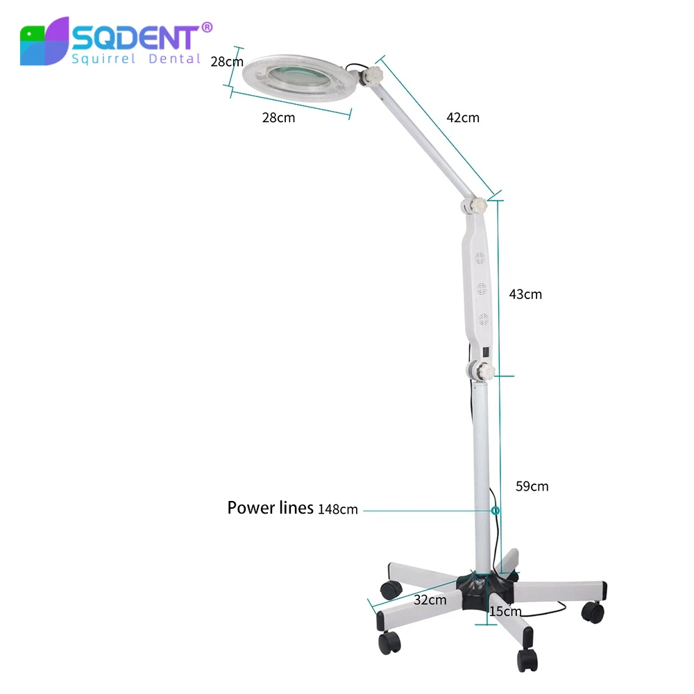 SQDENT 4X Circline LED Lamp Magnifying Glass Cold Ligth Shadowless Magnifier for Beauty Salon Nail Tattoo