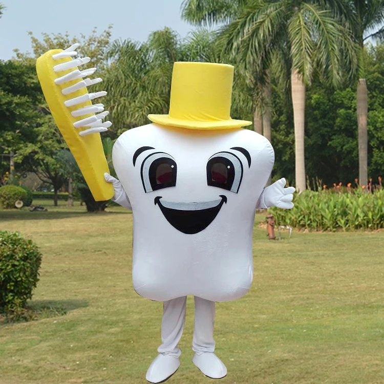 Tand mascotte kostuum tandarts tanden reclame rekwisieten tandheelkundige zorg cosplay pakken voor gezondheidsonderwijs rollenspel feest Halloween