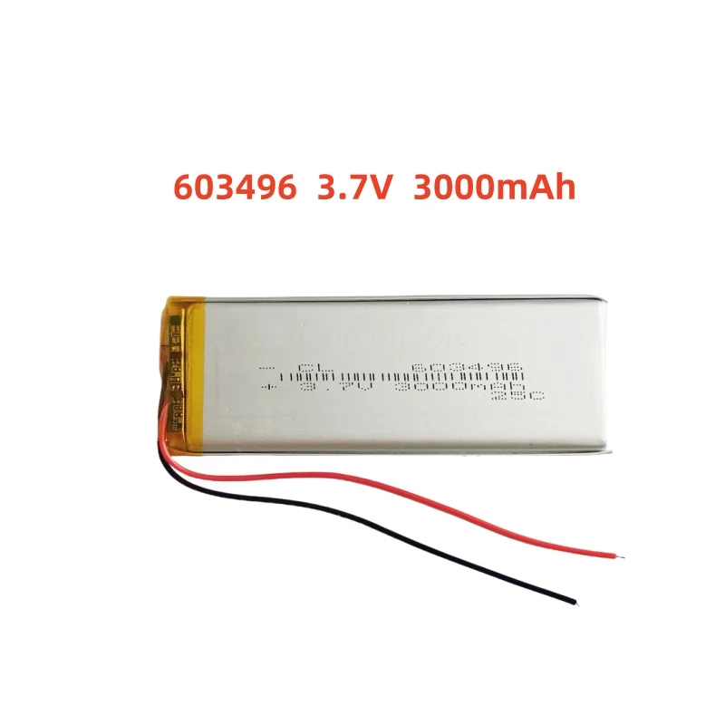 

603496 3.7V 3000mAh Lithium Polymer Rechargeable Battery Lipo Cell Replace For DVD Bluetooth GPS Wired Microphone Audio Compute