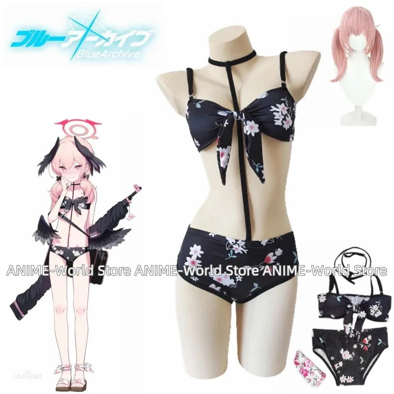 Синий архив Shimoe Koharu Wakaba Hinata, купальник, бикини, карнавальный костюм на Хэллоуин, игровой наряд для женщин, парик