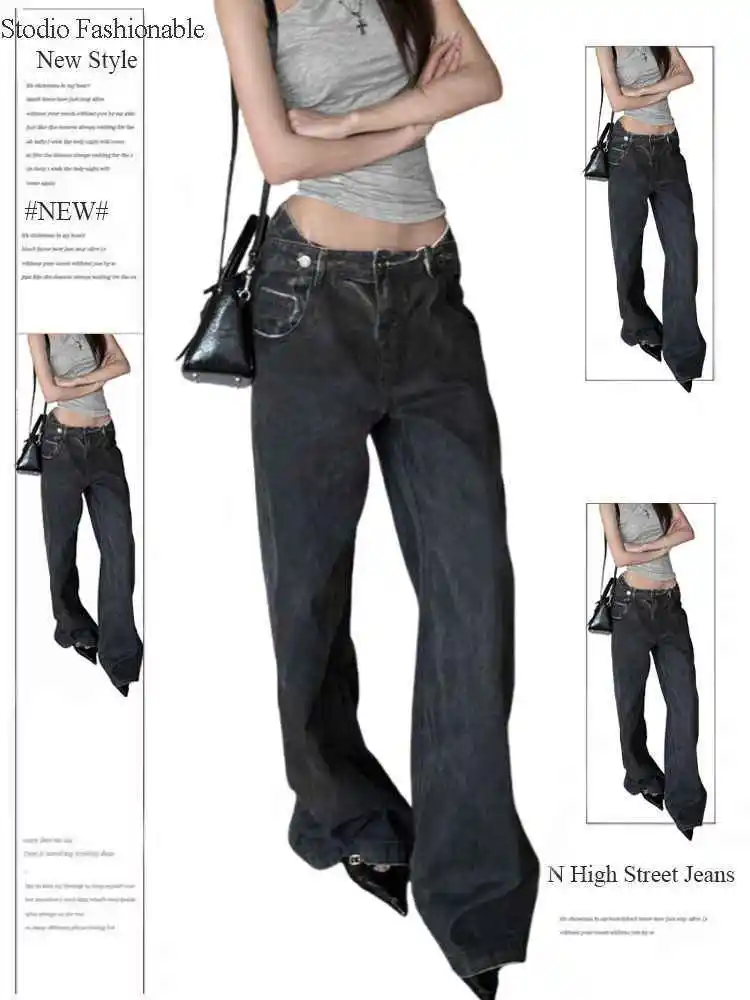 

Осень-зима 202, женские расклешенные джинсовые брюки, винтажные узкие брюки Y2k с низкой посадкой, джинсы-клеш, джинсы Dark Academia