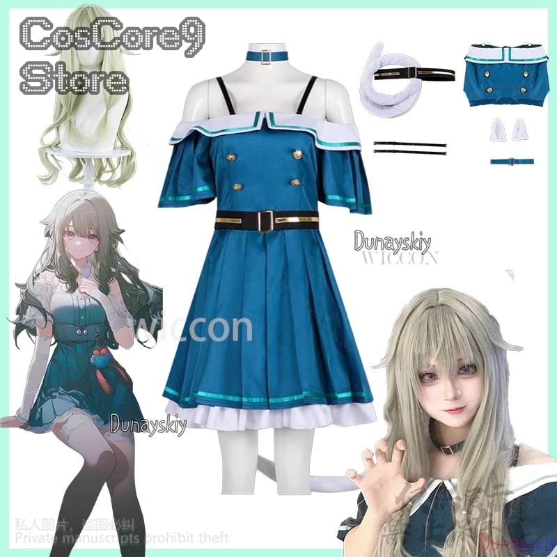 

Kusanagi Nene Anime Game Project Sekai Cosplay Costume Furry Neko Earring Tail Uniform Kawaii Lolita Jirai Kei Girls Customized