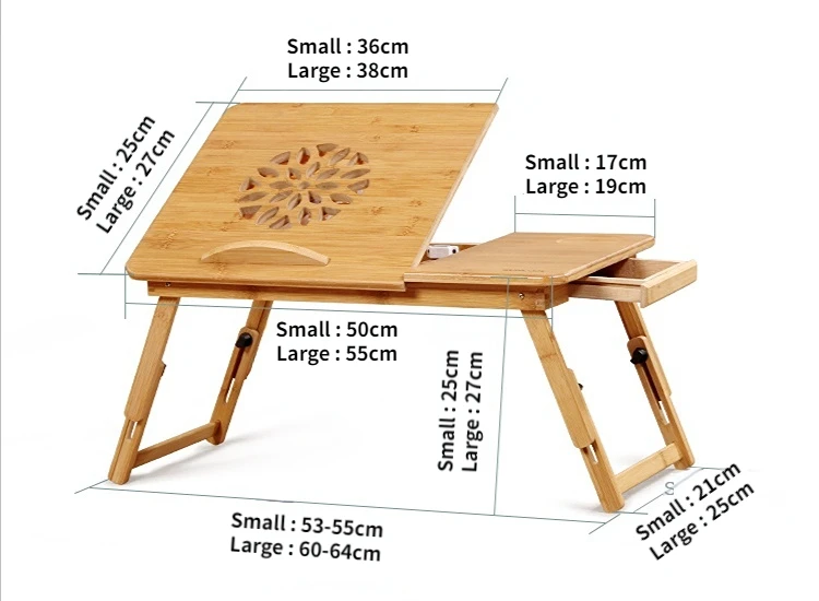 Free Shipping-Bamboo Laptop Desk Creative Folding Bamboo Small Desk Simple Lazy Desk for College Students