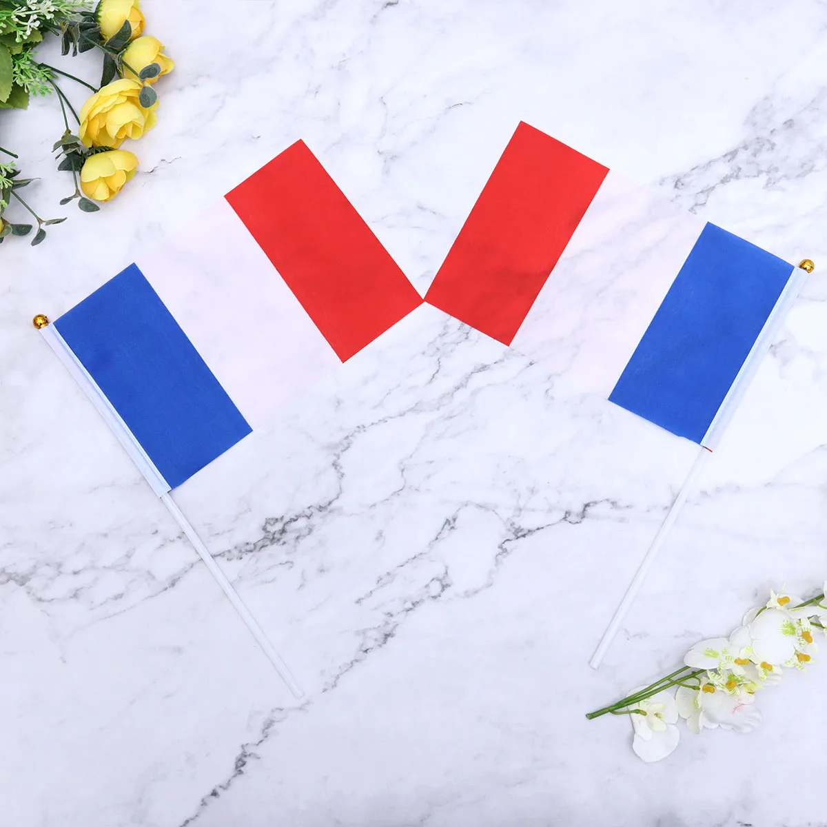 

50pcs Hand Held France Stick Flags Durable Polyester Portable Country Flags For Party Festival Sports Clubs Parade