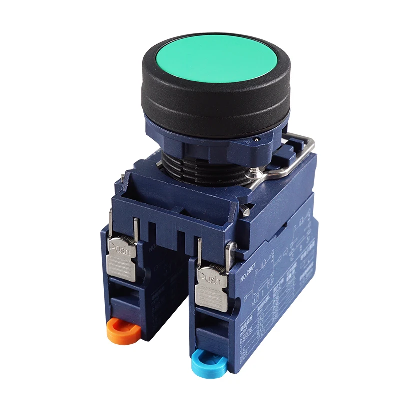 Huaqingjun No Led Reset Frosted Plastic Head Normal Open NC Push Button Switch for Contactor