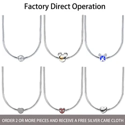 2024 Hot Authentic 925 Sterling Silver Necklace for Women Heart Shape Personalized Fashion Anniversary Birthday Jewelry Gift