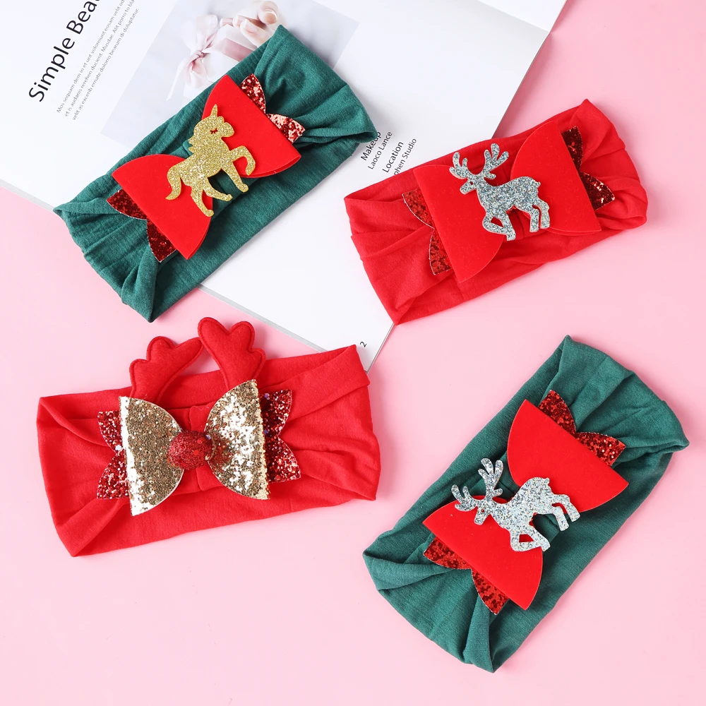 

Christmas Bows Hairband Cartoon Elk Headband Baby Girls Festivals Hair Bands Hair Accessories for Baby Children's Exquisite Gift