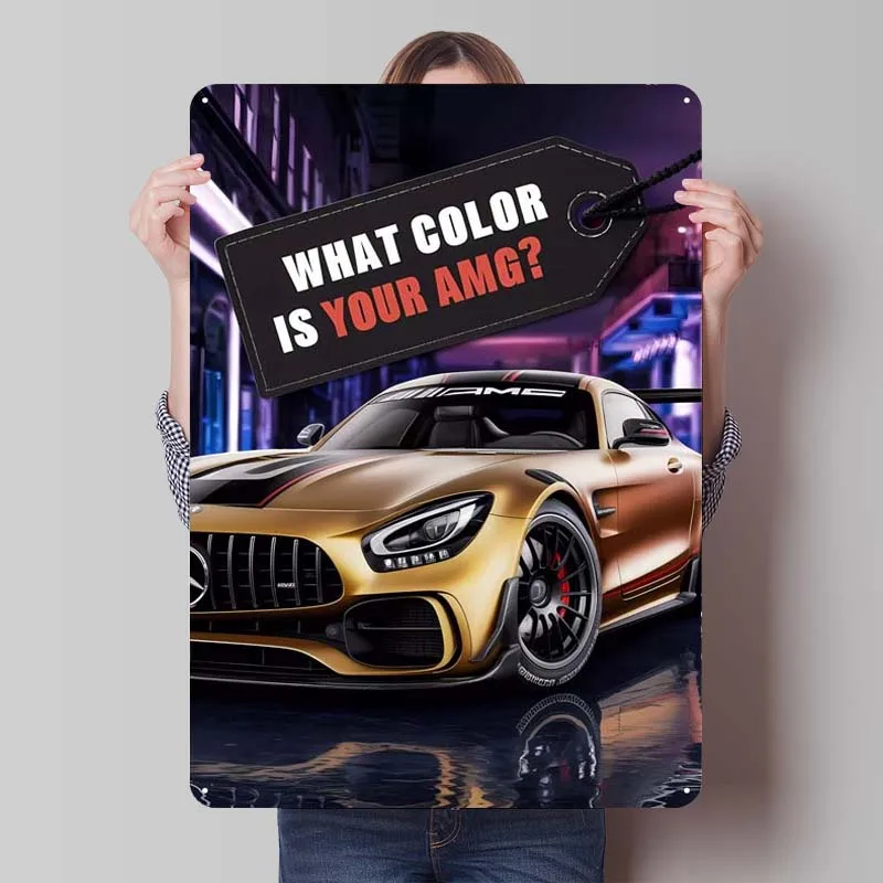 Mercedes AMG GT Supercar Tinplate Sign Car Poster Club America Retro Metal Sign for Garage Wall Art Decoration House Decor Home