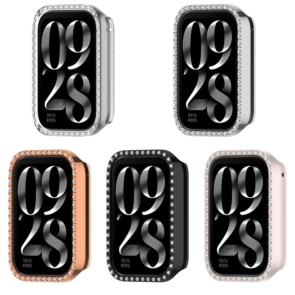 샤오미 밴드 보호 커버 케이스, 다이아몬드 스터드 범퍼 프레임 쉘 케이스 액세서리, PC 하프 팩, 9 프로 스마트 워치 밴드