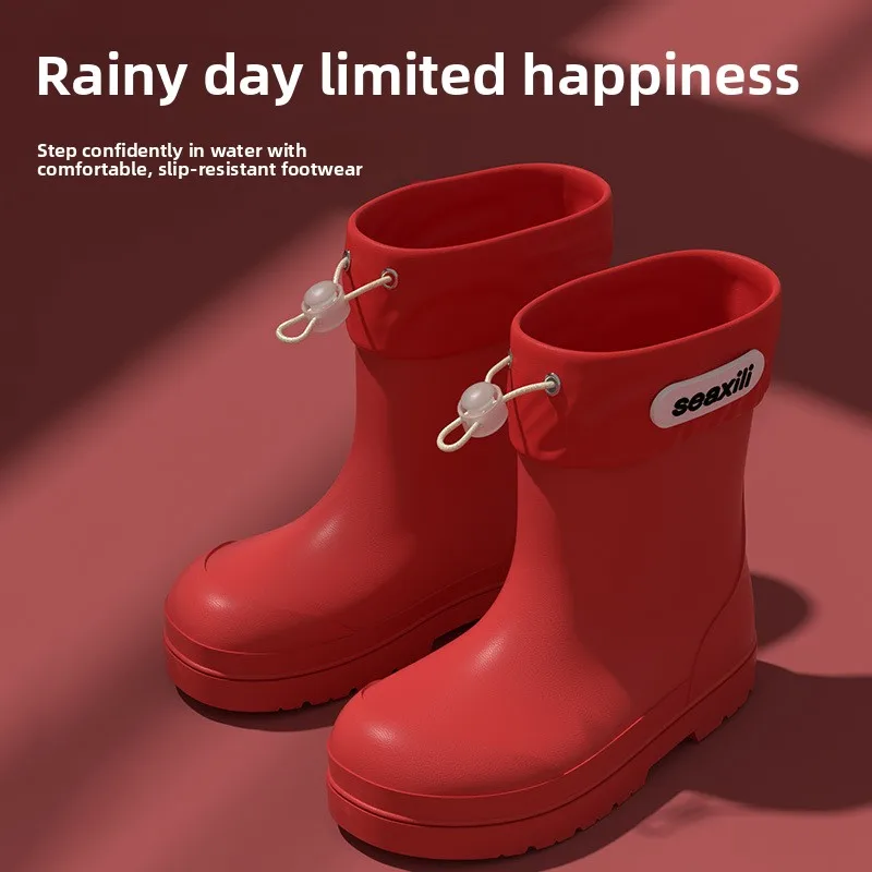 2026 Fashion New Children Rain Shoes for Boys Girls Waterproof PVC Soft Rubber Non Slip Toddler Kids Mid-Calf Rainboots