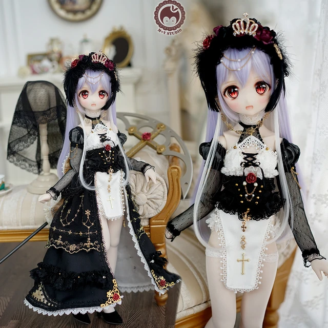 ゴシックドレス1/4 mdd msd kumako priestess,レースランジェリードレス,スカート,人形の服,アクセサリー -  AliExpress