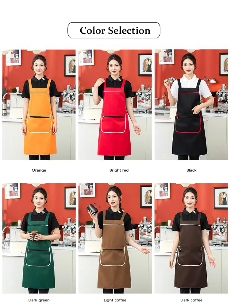 유니섹스 작업 앞치마 지퍼 포켓 포함 - 슈퍼마켓 계산원 편의점 및 버블티 가게 직원을 위한 안전한 수납 공간