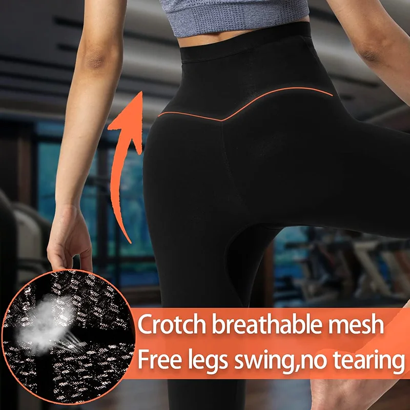 Sauna Sweat Pant for Women Fat Workout Weight Loss Full Body Slimming Shaper Waist Trainer with High Waist Double Silicone Suits