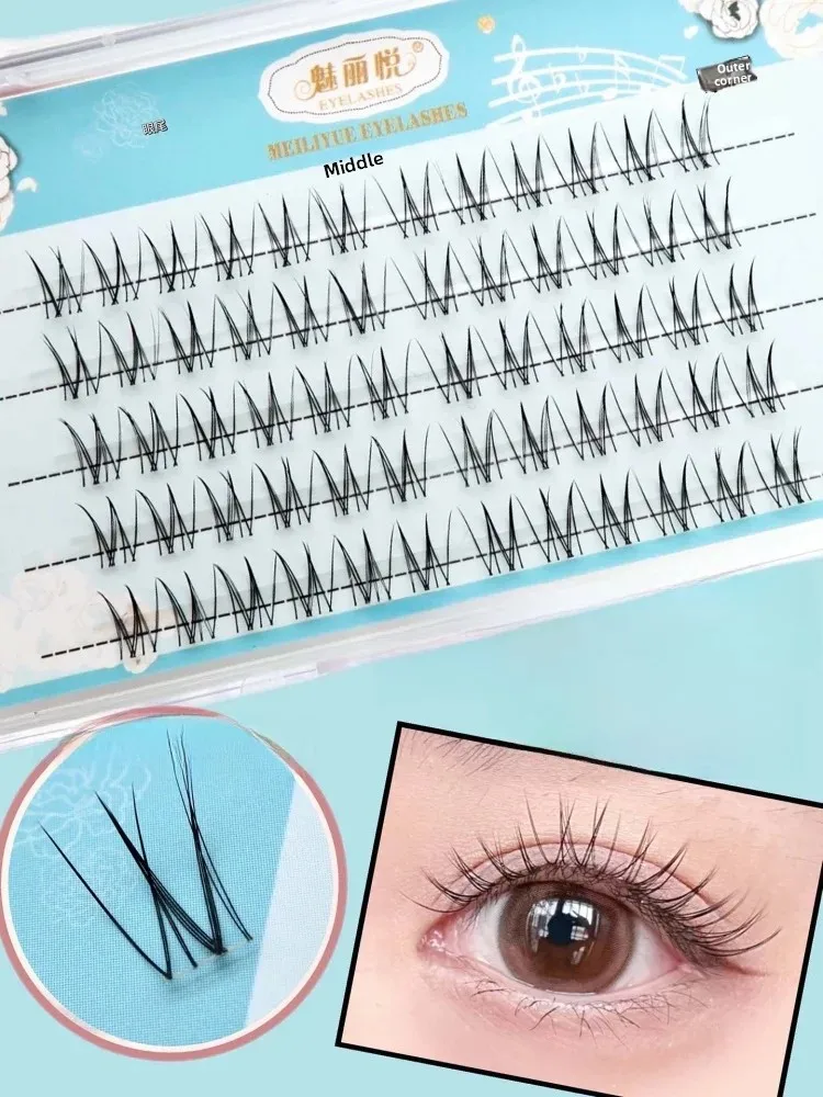 Natural Looking Fake Eyelashes Women's Group Bride Clear Segmented Single Cluster Curling  Beautiful Makeup Tool F112