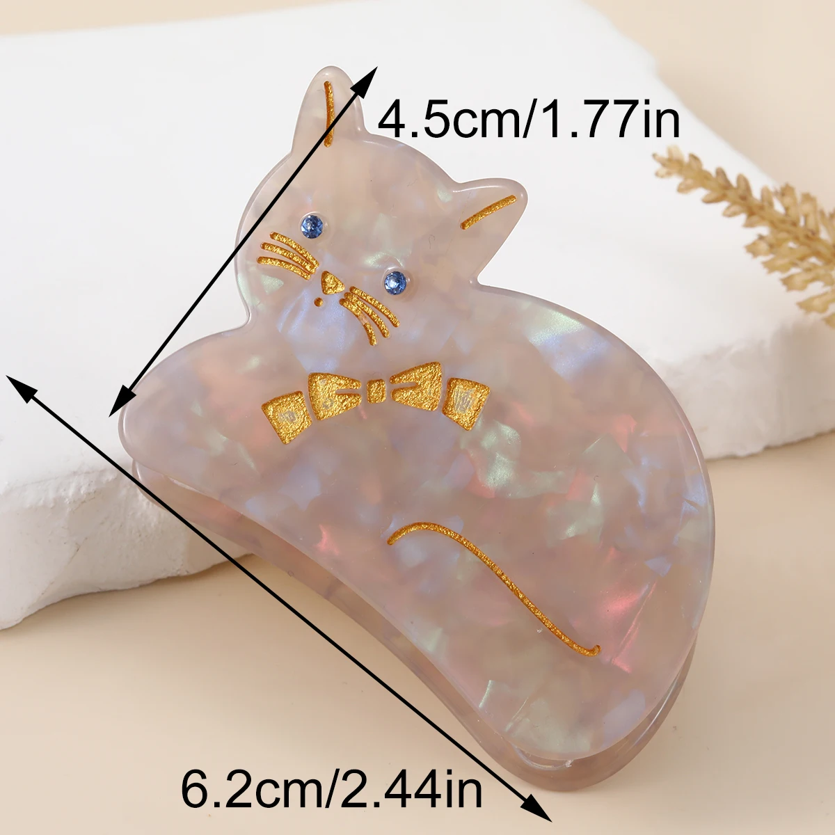 1 Piece personalized marble acrylic sweet cat stone hair claw clip