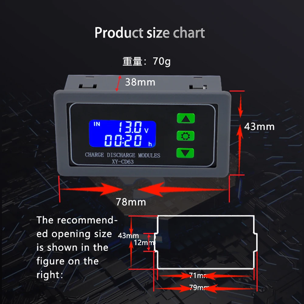 XY-CD63 DC 6-60V 30A Chargeur de Batterie Déchargeur Contrôleur Tech Full Power Off Sous Tension Protecteur de Perte de Puissance Affichage LED