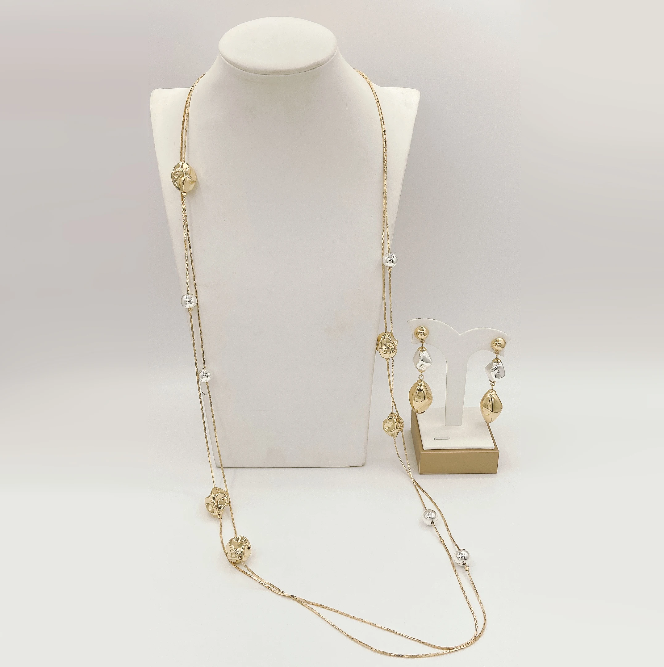 Trendy Gold Plated Blue Earring Necklace Classic Fashion Luxury Ladies Yulaili 2025 Newest Woman Long Chain Jewelry Set