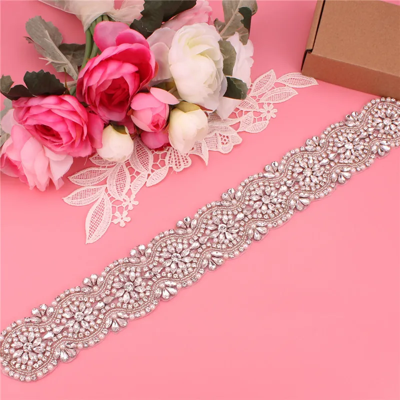 Ceinture de mariée en cristal avec rubans, ceinture de mariage argentée faite à la main, ceinture de patient à strass pour robes de soirée de mariage