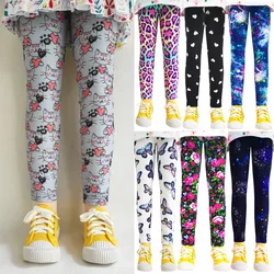 Kids Clothes Girl Legging Spring Autumn Baby Girls Print Cat Flower leopard Pants Summer Children Stretch Slim Trousers 2-11Year