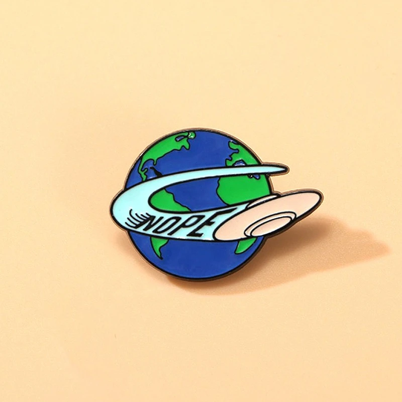 Letter UFO Earth Design Brooches Alloy Enamel Pins Badges for Bag Decoration DIY Clothes Hat Scarf T-shirt Jeans Accessories