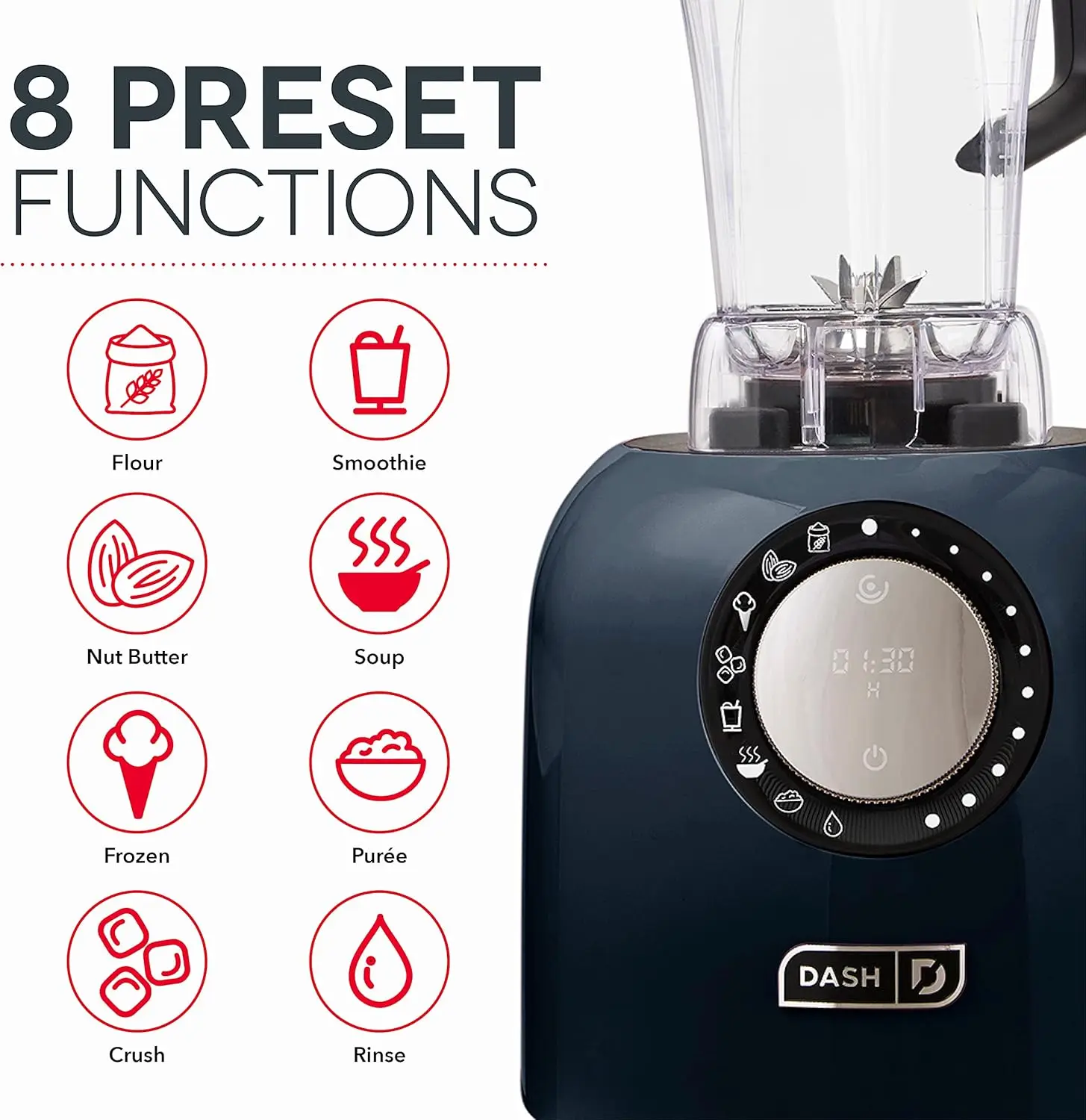 خلاط كونترتوب رقمي فاخر من سلسلة Chef سعة 64 أونصة، مع شفرات من الفولاذ المقاوم للصدأ وإبريق مزج تريتان وحامل لوحي وشحن USB