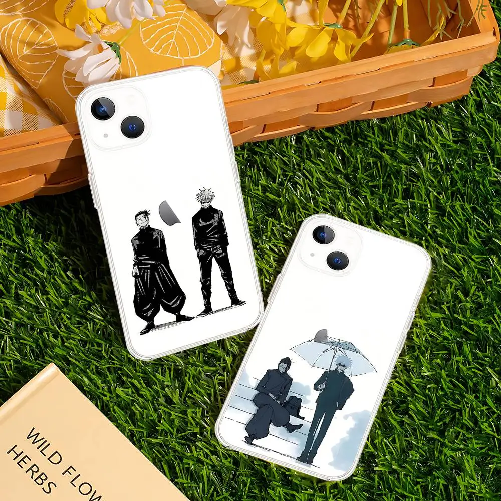 S-Satoru Gojo S-Suguru Geto جراب هاتف حافظة شفافة ناعمة لهاتف آيفون 17 16 15 14 13 12 11 Pro Max Mini Plus غطاء مقاوم للصدمات