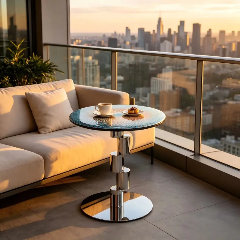 Luxury Modern Minimalist Round Side Table, Corner Coffee End Table for Living Room Bedroom Bedside